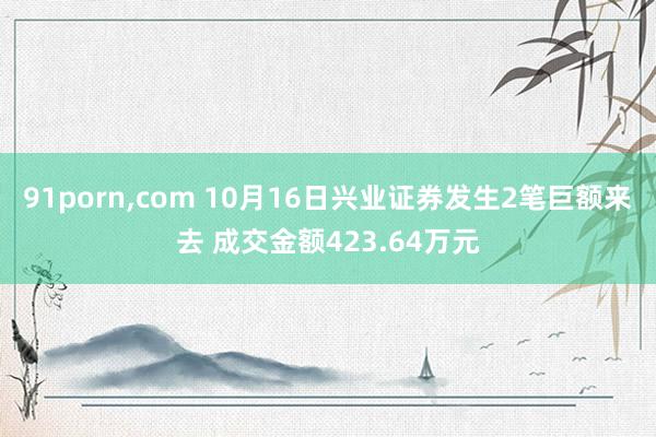 91porn，com 10月16日兴业证券发生2笔巨额来去 成交金额423.64万元